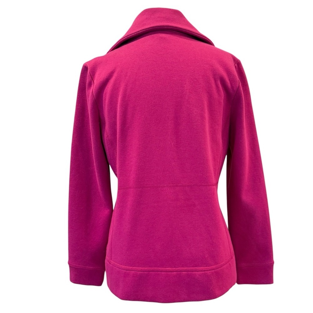 Talbots Petite Magenta Pink Asymmetrical Zip Fleece Moto Jacket Size MP - Picture 3 of 12